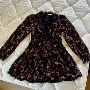 Navy patterned mini dress nwt.